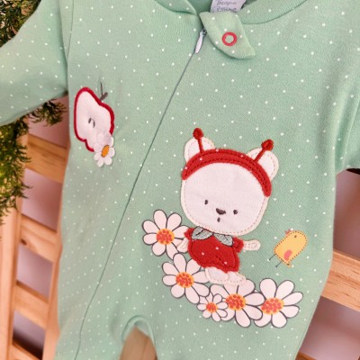 Macacão Trape Zape zíper- ursinha abelha verde